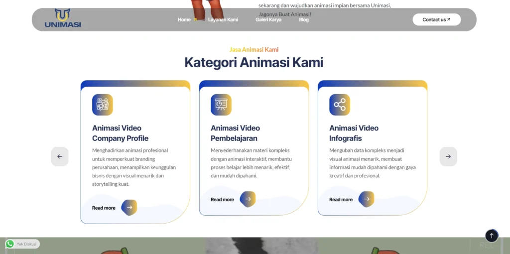 Kami menggunakan teknik SEO yang tepat, termasuk riset kata kunci yang relevan dan struktur URL yang ramah SEO. Hal ini bertujuan untuk meningkatkan visibilitas Unimasi di dunia digital dan membantu audiens yang mencari layanan animasi berkualitas untuk lebih mudah menemukannya.